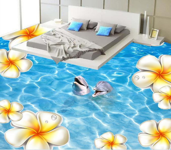 3D Water Flower 054 Floor Mural Wallpaper AJ Wallpaper 2