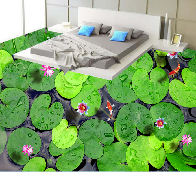 3D Lotus Leaf 048 Floor Mural Wallpaper AJ Wallpaper 2