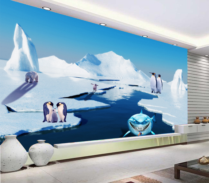3D Penguin Shark 039 Floor Mural Wallpaper AJ Wallpaper 2