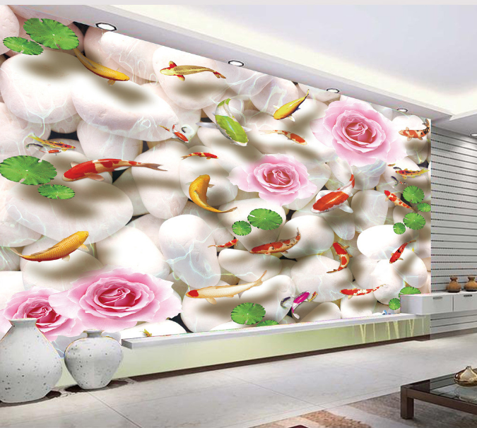 3D Pink Flower 018 Floor Mural Wallpaper AJ Wallpaper 2