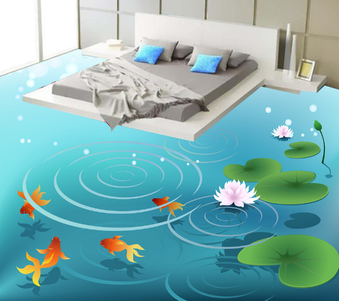 3D Pond 017 Floor Mural Wallpaper AJ Wallpaper 2