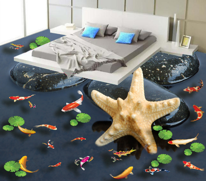 3D Yellow Starfish 011 Floor Mural Wallpaper AJ Wallpaper 2