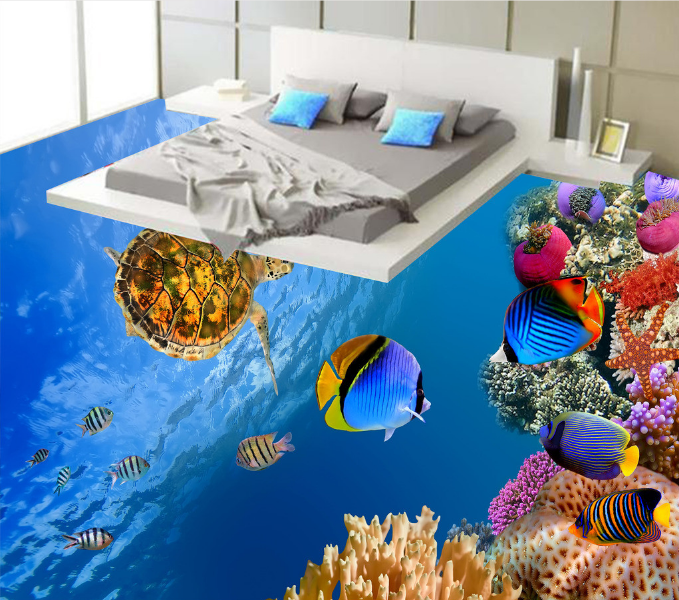 3D Small Fish 007 Floor Mural Wallpaper AJ Wallpaper 2