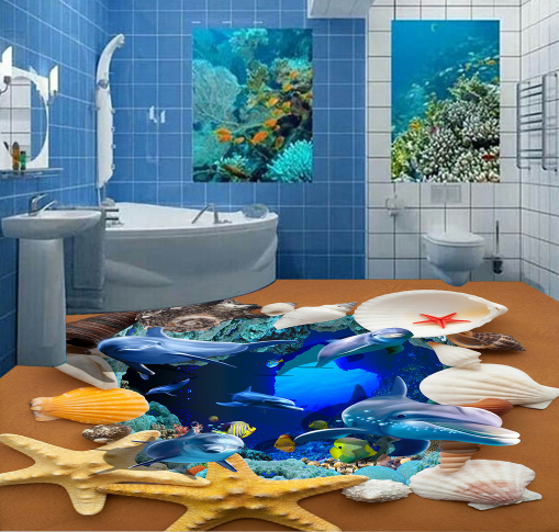 3D Starfish 004 Floor Mural Wallpaper AJ Wallpaper 2