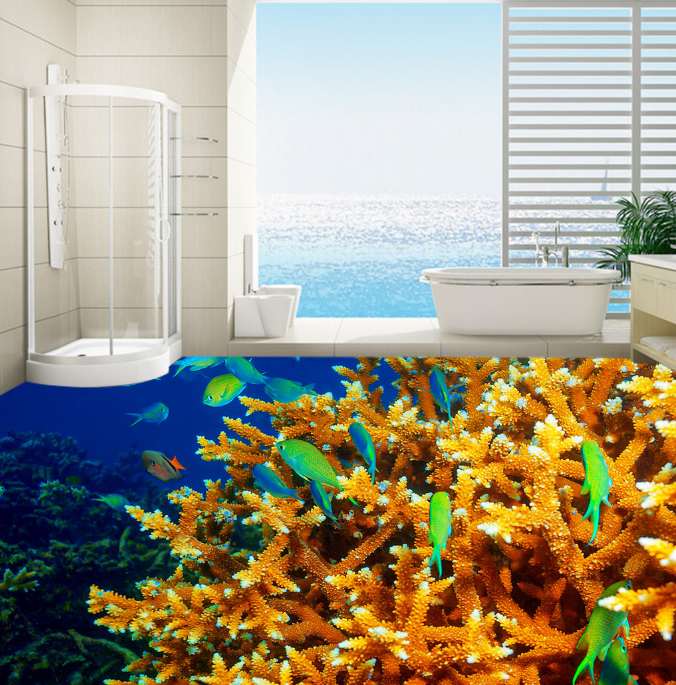 3D Yellow Coral 184 Floor Mural Wallpaper AJ Wallpaper 2