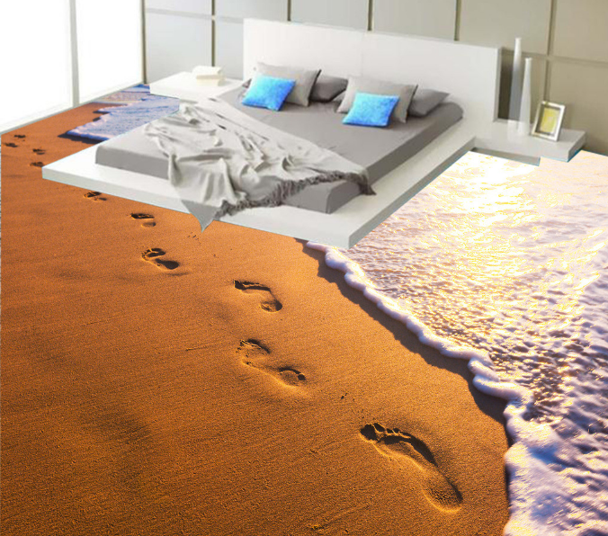3D Beach Footprints 171 Floor Mural Wallpaper AJ Wallpaper 2