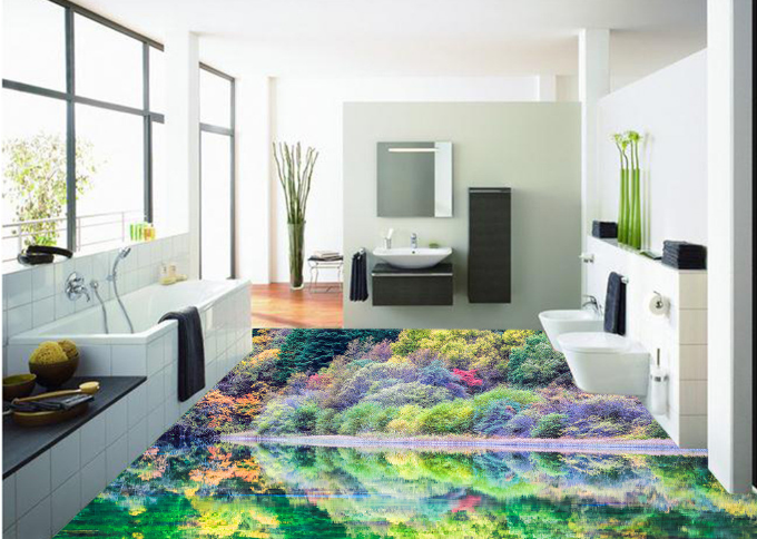 3D Forest Reflection 145 Floor Mural Wallpaper AJ Wallpaper 2