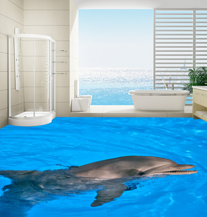 3D Cute Dolphin 134 Floor Mural Wallpaper AJ Wallpaper 2