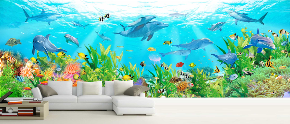 3D Dolphin Coral 177 Wallpaper AJ Wallpaper