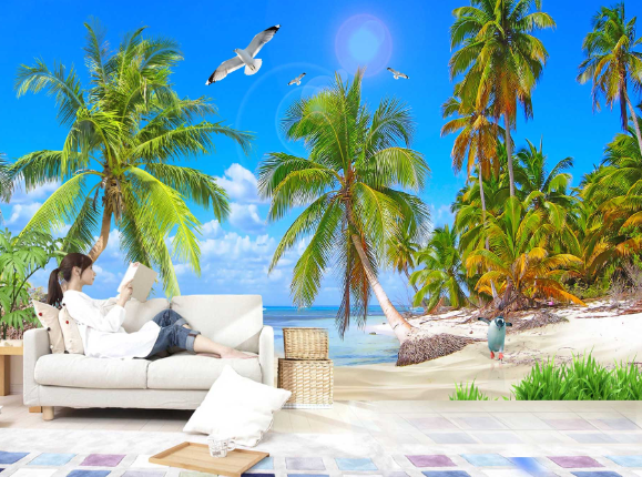 3D Coconut Grove Penguin 190 Wallpaper AJ Wallpaper