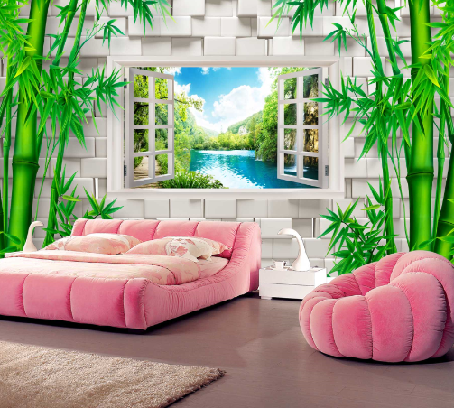 3D Bamboo Window 213 Wallpaper AJ Wallpaper