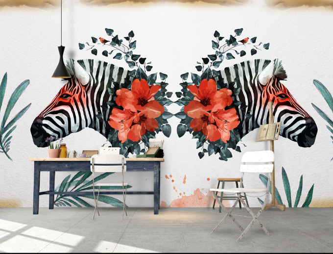 3D Zebras And Flowers Wallpaper AJ Wallpaper
