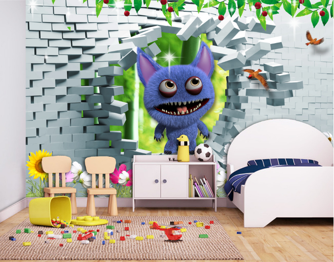 3D Cute Blue Monster Wallpaper AJ Wallpaper