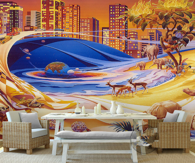 3D Earth City And Animals Wallpaper AJ Wallpaper