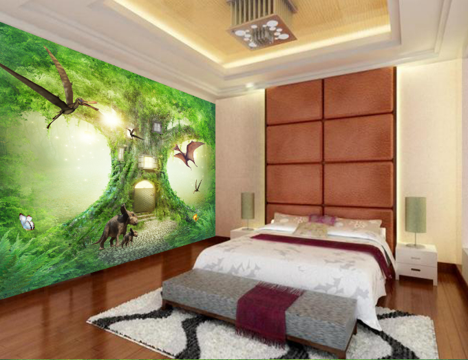 3D Flying Dinosaurs Tree House Wallpaper AJ Wallpaper