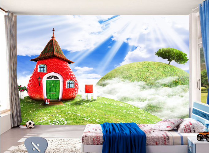 3D Strawberry House Wallpaper AJ Wallpaper