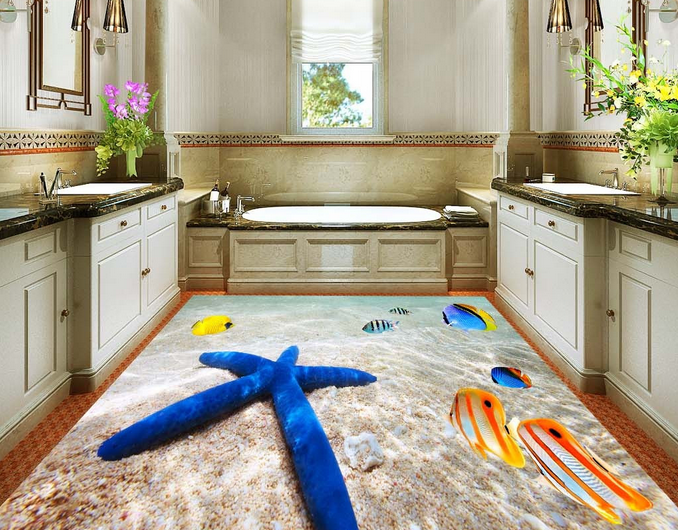 3D Blue Starfish 052 Floor Mural Wallpaper AJ Wallpaper 2