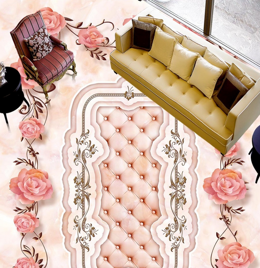 3D Pink Flower 101 Floor Mural Wallpaper AJ Wallpaper 2