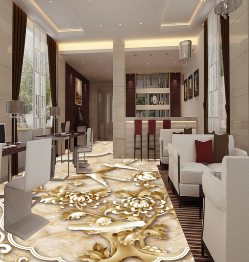 3D Golden Bird 152 Floor Mural Wallpaper AJ Wallpaper 2