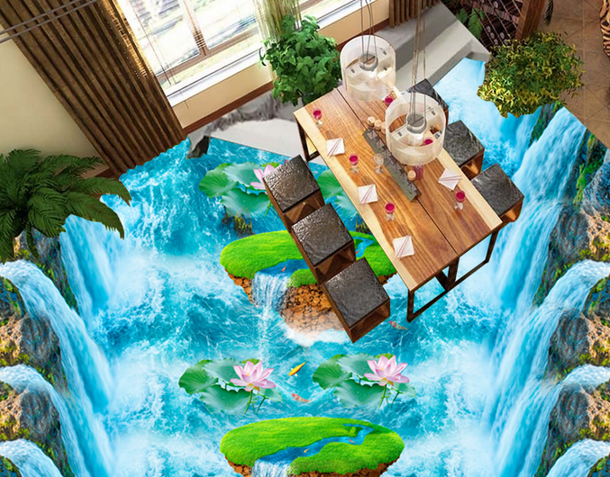 3D Cartoon Lotus 166 Floor Mural Wallpaper AJ Wallpaper 2