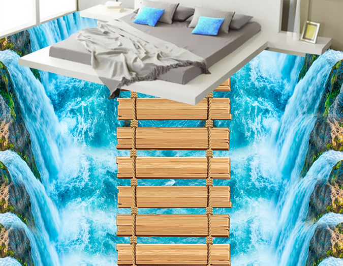 3D Wooden Bridge Swing 173 Floor Mural Wallpaper AJ Wallpaper 2