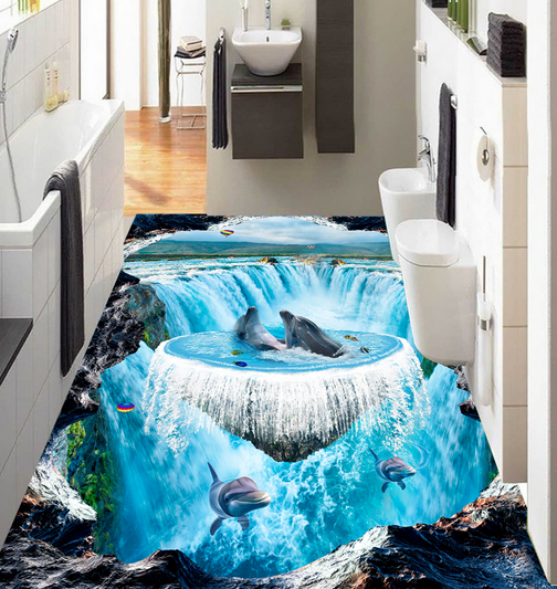 3D Dolphin Leisurely 163 Floor Mural Wallpaper AJ Wallpaper 2