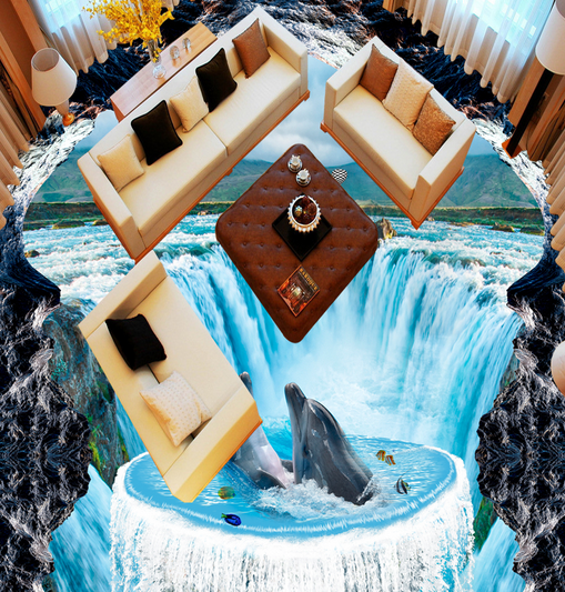 3D Dolphin Leisurely 163 Floor Mural Wallpaper AJ Wallpaper 2