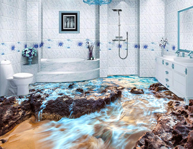 3D River 089 Floor Mural Wallpaper AJ Wallpaper 2