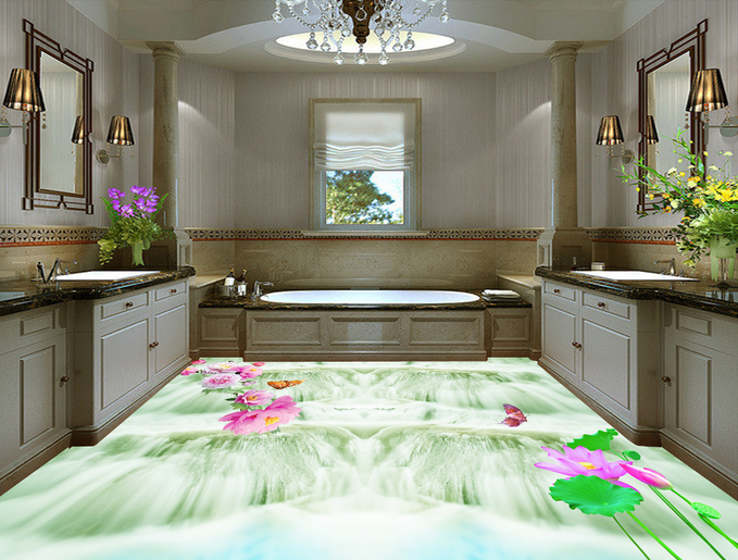 3D Red Butterfly 127 Floor Mural Wallpaper AJ Wallpaper 2