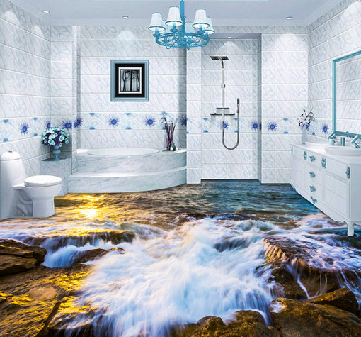 3D Ocean Sunset 088 Floor Mural Wallpaper AJ Wallpaper 2