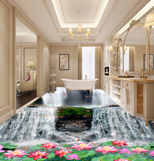 3D Waterfall 108 Floor Mural Wallpaper AJ Wallpaper 2