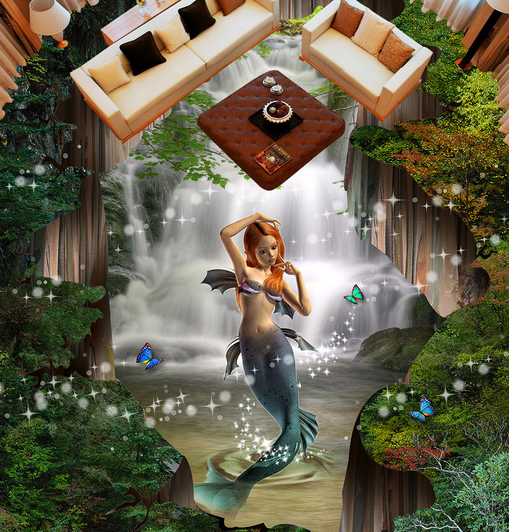 3D Mermaid 105 Floor Mural Wallpaper AJ Wallpaper 2