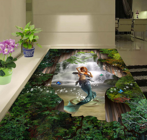 3D Mermaid 105 Floor Mural Wallpaper AJ Wallpaper 2