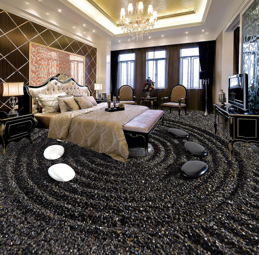 3D Black Stone 068 Floor Mural Wallpaper AJ Wallpaper 2