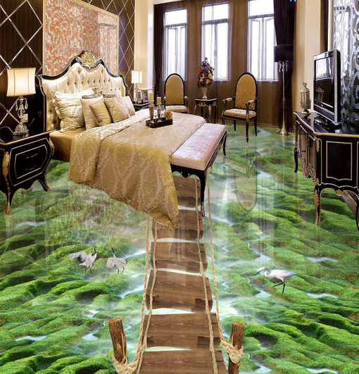 3D Green Mountains 075 Floor Mural Wallpaper AJ Wallpaper 2