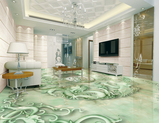 3D Green Beast 013 Floor Mural Wallpaper AJ Wallpaper 2