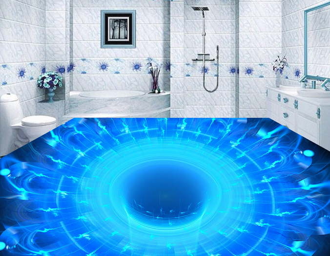 3D Blue Light 062 Floor Mural Wallpaper AJ Wallpaper 2