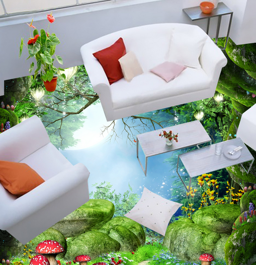 3D Bright Mushroom 083 Floor Mural Wallpaper AJ Wallpaper 2