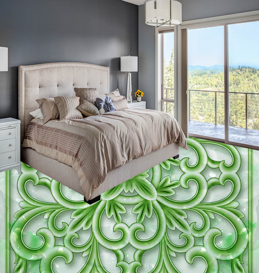 3D Green Edge 093 Floor Mural Wallpaper AJ Wallpaper 2