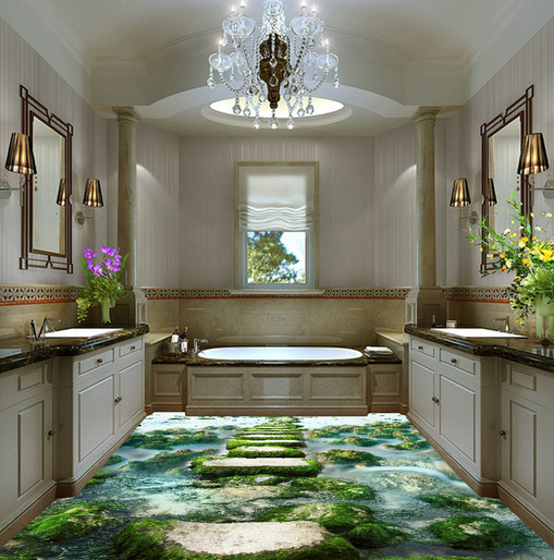 3D Moss Stone 038 Floor Mural Wallpaper AJ Wallpaper 2