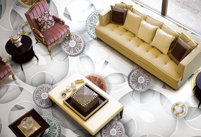 3D Round Pattern 025 Floor Mural Wallpaper AJ Wallpaper 2