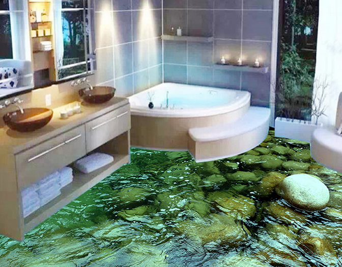 3D Water Stone 209 Floor Mural Wallpaper AJ Wallpaper 2