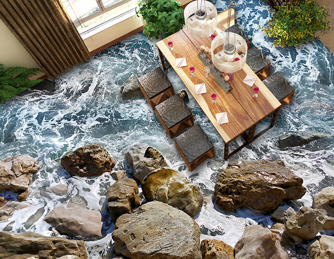 3D Seaside Storm 230 Floor Mural Wallpaper AJ Wallpaper 2