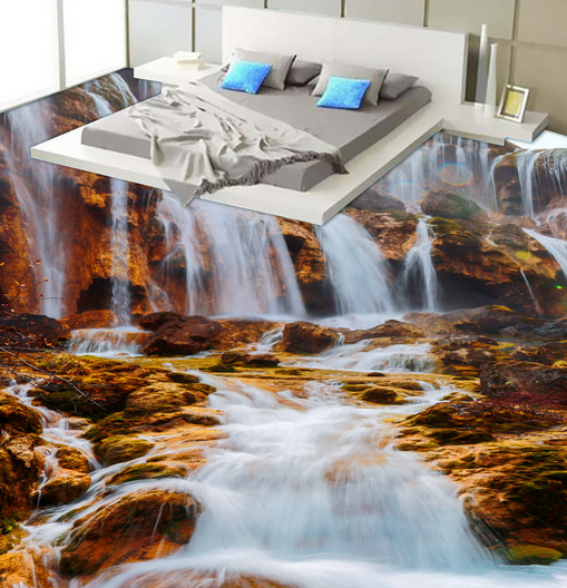 3D Waterfall 026 Floor Mural Wallpaper AJ Wallpaper 2