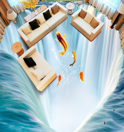 3D Catfish Jumping 023 Floor Mural Wallpaper AJ Wallpaper 2