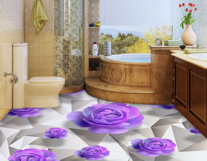 3D Purple Flower 195 Floor Mural Wallpaper AJ Wallpaper 2