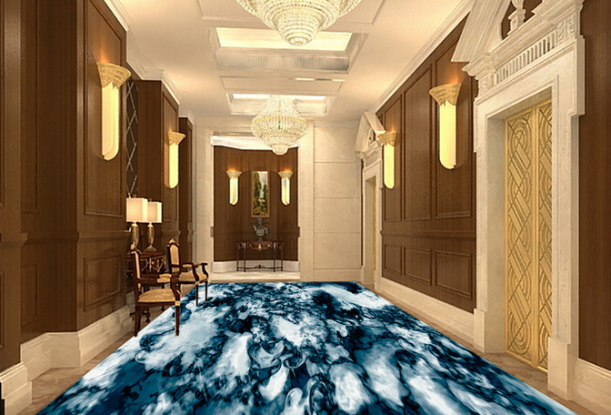 3D Blue Lines 227 Floor Mural Wallpaper AJ Wallpaper 2