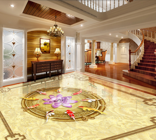 3D Purple Flower 054 Floor Mural Wallpaper AJ Wallpaper 2