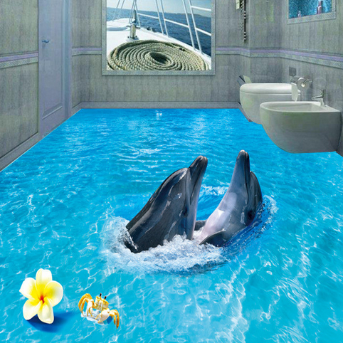 3D Dolphin Sunbathing 200 Floor Mural Wallpaper AJ Wallpaper 2