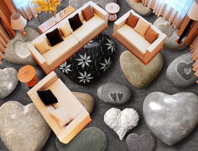 3D Heart Shaped Stone 028 Floor Mural Wallpaper AJ Wallpaper 2